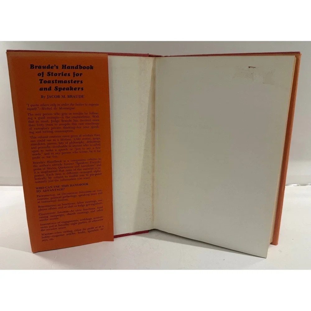 Vtg Braude's Handbook‎ of Stories for Toastmasters & Speakers Hardback 12th